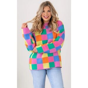 Davi & Dani Multicolor Block Sweater Size 2XL